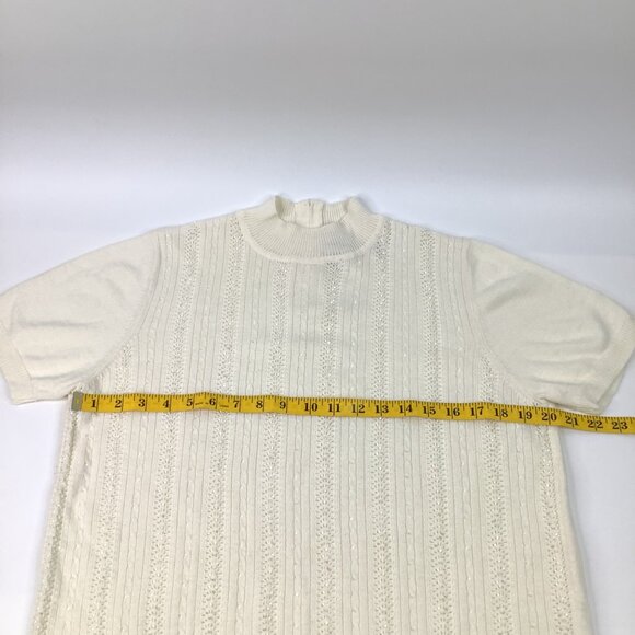 Vintage Alfred Dunner Large Beaded Cable Knit Short Sleeve Sweater Feminine - Picture 6 of 8